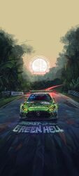 Rule 34 | andrew mytro, car, commentary, english commentary, gran turismo, highres, mercedes-benz, mercedes-benz amg gt, motor vehicle, no humans, nurburgring, official art, promotional art, race vehicle, racecar, real life, spoiler (automobile), vehicle focus