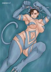 Rule 34 | 1girl, animal ears, breasts, capcom, cat ears, cat girl, cat tail, chun-li, cosplay, felicia (cosplay), felicia (vampire), female focus, large breasts, papepox2, solo, street fighter, tail, vampire (game)