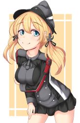 Rule 34 | 10s, 1girl, bad id, bad pixiv id, blonde hair, blue eyes, hat, kantai collection, myuu (arisumeria), peaked cap, prinz eugen (kancolle), skirt, solo, twintails, uniform