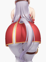 Rule 34 | 1girl, ass, ass focus, bad id, bad pixiv id, bent over, from behind, gold ship (umamusume), grey hair, highres, horse girl, horse tail, kneepits, long hair, pantyhose, sleeveless, solo, tail, tapisuke, thigh strap, umamusume, white pantyhose