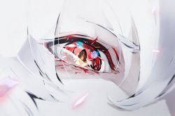 Rule 34 | 1other, albino, close-up, colored eyelashes, commentary request, eye focus, highres, hoshizaki reita, looking at viewer, original, other focus, pale skin, red eyes, resolution mismatch, solo, source smaller, white hair