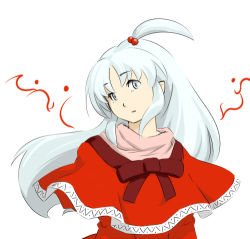 Rule 34 | 1girl, female focus, grey eyes, hair bobbles, hair ornament, long hair, lowres, mystic square, serene (gusarme), shinki (touhou), side ponytail, silver hair, simple background, solo, touhou, touhou (pc-98), upper body, white background