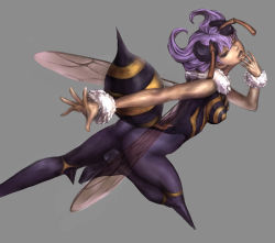Rule 34 | 1girl, antennae, ass, bee girl, breasts, capcom, arthropod girl, monster girl, nabe, nabe (crow&#039;s head), q-bee, solo, spikes, striped, vampire (game), wings