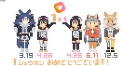 Rule 34 | african penguin (kemono friends), animal ears, coyote (kemono friends), dire wolf (kemono friends), gloves, humboldt penguin (kemono friends), island fox (kemono friends), kemono friends, kemono friends v project, necktie, shirt, skirt, tail, virtual youtuber