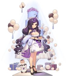 Rule 34 | 1girl, ahoge, animal, ascot, azur lane, balloon, bare shoulders, black footwear, blush, breasts, cake, cake slice, cleavage, cleavage cutout, closed mouth, clothed animal, clothing cutout, copyright name, dress, flower, food, hairband, high heels, highres, holding, holding plate, jacket, kinjo kuromomo, large breasts, layer cake, long hair, looking at viewer, ning hai (azur lane), ning hai (gorgeous violet) (azur lane), official alternate costume, official art, open clothes, open jacket, panda, plate, purple ascot, purple eyes, purple flower, purple hair, purple hairband, purple rose, rose, shirt, shoes, sleeveless, sleeveless dress, solo, standing, swept bangs, transparent background, very long hair, white dress, white jacket, white shirt