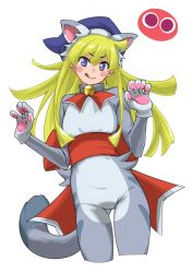 Rule 34 | 1girl, absurdres, animal costume, blonde hair, blue eyes, blush, cat costume, closed mouth, highres, licking lips, long hair, looking at viewer, puyo (puyopuyo), puyopuyo, smile, solo, tanabe (fueisei), tongue, tongue out, witch (puyopuyo)