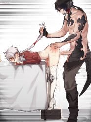 Rule 34 | 1boy, 1girl, absurdres, alisaie leveilleur, au ra, bent over, black gloves, black hair, blush, boots, bottomless, braid, censored, clothes pull, commentary, commission, cum, dragon horns, dragon tail, ejaculation, elezen, elf, english commentary, final fantasy, final fantasy xiv, fingerless gloves, from side, glasses, gloves, grabbing another&#039;s hair, hand on another&#039;s ass, handprint, hetero, high heel boots, high heels, highres, horns, long hair, long sleeves, meolucky147, mosaic censoring, motion lines, cum overflow, pants, pants pull, penis, pointy ears, ranier layarte, red gloves, red shirt, scales, sex, sex from behind, shirt, spanked, table, tail, thigh boots, thighhighs, tiptoes, topless male, trembling, warrior of light (ff14), white footwear, white hair