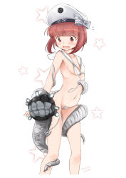 Rule 34 | 10s, 1girl, bikini, blackma (pagus0012), blush, breasts, groin, hat, highres, kantai collection, navel, red eyes, red hair, small breasts, swimsuit, tentacles, z3 max schultz (kancolle)