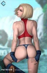 Rule 34 | 1girl, absurdres, ass, blonde hair, blue mary, evandro menezes (endlesscomics), fatal fury, highres, looking back, snk, solo, the king of fighters