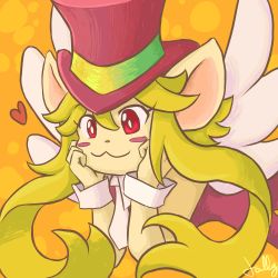 Rule 34 | 1girl, animal ears, blush stickers, breasts, green hair, hat, heart, leotard, mad rat dead, mouse (animal), mouse ears, mouse girl, mouse tail, nippon ichi, rat god, red eyes, tail, tie clip, top hat, wings, wrist cuffs