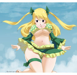 Rule 34 | 1girl, blonde hair, breasts, cleavage, fairy tail, gaston18, large breasts, long hair, lucy heartfilia, tagme, underboob