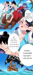 Rule 34 | 1boy, 1girl, absurdres, breast hold, breasts, breasts out, cleavage, highres, huge breasts, monkey d. luffy, nyabeyo, one piece, speed (one piece)