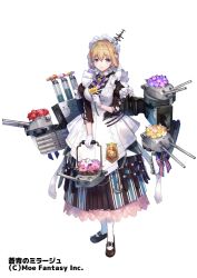 Rule 34 | 1girl, apron, azu-taro, black dress, black footwear, blonde hair, blue eyes, cannon, dress, flag print, flower, flower request, gloves, holding, holding flower, long sleeves, looking at viewer, maid, maid headdress, mary janes, official art, pantyhose, puffy long sleeves, puffy sleeves, red flower, shoes, shropshire (steelblue mirage), simple background, smile, solo, standing, steelblue mirage, tachi-e, union jack, white apron, white background, white gloves, white pantyhose, yellow flower