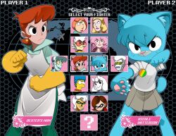 Rule 34 | 2girls, animal ears, bleedman, commentary, english commentary, english text, fighting stance, furry, furry female, gloves, mom (dexter&#039;s laboratory), multiple girls, nicole watterson, red hair, solo focus, street fighter, yellow gloves