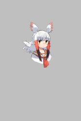 Rule 34 | 1girl, absurdres, adapted costume, bird girl, bird wings, black hair, blush, commentary request, grey background, head wings, highres, japanese crested ibis (kemono friends), kemono friends, long hair, looking at viewer, multicolored hair, naka (buttergirl 02), neckerchief, nose blush, red hair, red neckerchief, sailor collar, shirt, sidelocks, simple background, solo, white hair, white shirt, wings, yellow eyes