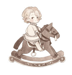 Rule 34 | 1boy, aged down, ai-wa, blonde hair, blush, child, fire emblem, fire emblem fates, from side, full body, highres, long sleeves, looking at viewer, male focus, nintendo, riding, rocking horse, shoes, short hair, shorts, sideways glance, simple background, solo, white background, xander (fire emblem)