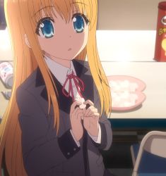 Rule 34 | 10s, blonde hair, blue eyes, charlotte (anime), highres, long hair, nishimori yusa, school uniform, screencap