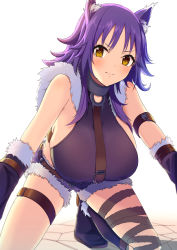 Rule 34 | 1girl, absurdres, animal ears, blush, breasts, highres, large breasts, makoto (princess connect!), maza kisuke, princess connect!, purple eyes, wolf ears, yellow eyes