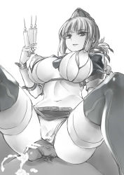 Rule 34 | 1boy, 1girl, between fingers, bikini, bikini bottom aside, boots, breasts, censored, clothing aside, cum, fate/grand order, fate (series), florence nightingale (fate), florence nightingale (trick or treatment) (fate), greyscale, grinding, hat, hetero, highres, holding, kaorihero, large breasts, male pubic hair, miniskirt, monochrome, navel, nipples, official alternate costume, parted lips, penis, pubic hair, shrug (clothing), skirt, solo focus, stomach, swimsuit, syringe, thigh boots, thighhighs
