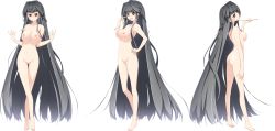 Rule 34 | 1girl, absurdly long hair, absurdres, akata itsuki, ass, barefoot, black hair, blush, braid, breasts, brown eyes, censored, french braid, full body, hand on own hip, highres, holding, jitome, kiseru, kokoro rista!, lan huang, large breasts, long hair, looking at viewer, mosaic censoring, mouth hold, navel, nipples, nude, official art, open mouth, pipe in mouth, pussy, ranfan (kokoro rista!), smoking pipe, transparent background, very long hair