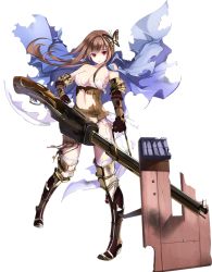 Rule 34 | 1girl, antique firearm, boots, breasts, brown gloves, brown hair, butterfly hair ornament, cleavage, covered erect nipples, detached sleeves, firearm, firelock, flintlock, full body, gloves, gun, hagi (oshiro project), hair ornament, holding, holding gun, holding weapon, large breasts, long hair, navel, official art, oshiro project:re, oshiro project:re, pleated skirt, red eyes, skirt, solo, thighhighs, torn clothes, torn thighhighs, transparent background, weapon, white skirt, yuuki kira