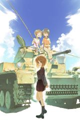 Rule 34 | 10s, 2girls, aged down, day, girls und panzer, highres, holding hands, multiple girls, panzer ii, siblings, sisters, tagme, tank
