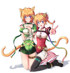 Rule 34 | 2girls, :d, animal ears, bad id, bad pixiv id, bandages, belt, blush, cat ears, cat tail, choker, echizen (hvcv), fire emblem, fire emblem: path of radiance, fire emblem: radiant dawn, hand on own chest, hug, kneeling, lethe (fire emblem), lyre (fire emblem), multiple girls, nintendo, o-ring, o-ring belt, open mouth, orange hair, pillow, purple eyes, short hair, siblings, side slit, simple background, sisters, sitting, sitting on pillow, smile, tail, tattoo, thigh strap, thighhighs, twins, v