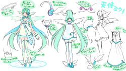 Rule 34 | angel wings, concept art, dress, gloves, hatsune miku, headphones, legs, long hair, minami (taiyou no hana), project diva, project diva (series), project diva 2nd, thighhighs, very long hair, vocaloid, wings