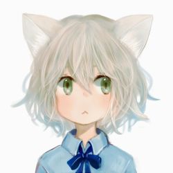 Rule 34 | 1girl, animal ears, animated, animated gif, blinking, cat ears, closed eyes, green eyes, koneko mari, looking away, lowres, profile, short hair, simple background, solo, source request, white background, white hair
