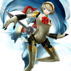 Rule 34 | 1girl, aegis (persona), android, atlus, bad id, bad pixiv id, blonde hair, blue eyes, bow, doll joints, joints, palladion, persona, persona 3, ribbon, robot joints, shijima (tanfn), solo