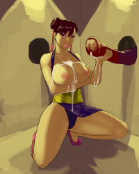 Rule 34 | 1girl, aka6, alternate costume, animal penis, bare legs, bare shoulders, bestiality, black dress, breasts, breasts out, brown eyes, brown hair, bukkake, capcom, chun-li, cum, cum on body, cum on breasts, cum on upper body, double bun, dress, earrings, eyeshadow, flats, glory hole, hair bun, hair ornament, hair ribbon, highres, horse, horse penis, huge penis, jewelry, large breasts, lipstick, looking at viewer, makeup, nipples, on one knee, parted lips, pelvic curtain, penis, revealing clothes, ribbon, sash, short hair, smile, solo focus, squatting, street fighter, street fighter iv (series), uncensored