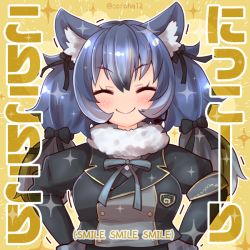 Rule 34 | animal ear fluff, animal ears, coroha, dire wolf (kemono friends), gloves, kemono friends, kemono friends v project, necktie, shirt, simple background, skirt, tail, virtual youtuber