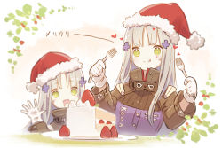 Rule 34 | + +, 2girls, :q, alithea jane, blush stickers, cake, check translation, christmas, clone, cross, dated commentary, drooling, dual wielding, food, fork, fruit, girls&#039; frontline, gloves, green eyes, hat, heart, hime cut, hk416 (girls&#039; frontline), holding, iron cross, jacket, long hair, merry christmas, multiple girls, plate, santa hat, silver hair, simple background, strawberry, strawberry shortcake, teardrop tattoo, tongue, tongue out, translation request, upper body, white gloves