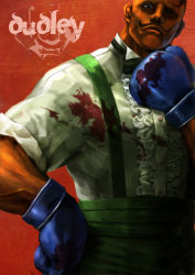 Rule 34 | 1boy, black eyes, black hair, blood, boxing, boxing gloves, capcom, dudley, facial hair, gloves, hand on own hip, hip focus, karee, male focus, mustache, solo, street fighter, street fighter iii (series), street fighter iv (series), suspenders