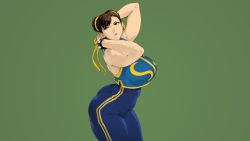 Rule 34 | 1girl, ass, breasts, capcom, chun-li, colorized, curvy, double bun, female focus, highres, huge ass, large breasts, orushibu, plump, solo, street fighter, thick thighs, thighs