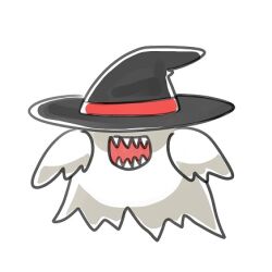 Rule 34 | digimon, digimon (creature), ghost, hat, lowres, sharp teeth, simple background, solo, soulmon, teeth, white background, witch hat