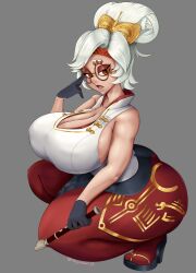 Rule 34 | 1girl, absurdres, ass, breasts, cleavage, curvy, female focus, flute, full body, glasses, gloves, highres, huge ass, huge breasts, instrument, nintendo, purah, red eyes, short hair, sideboob, solo, the legend of zelda, the legend of zelda: tears of the kingdom, theomegagod, thick thighs, thighs, white hair, wide hips