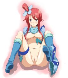 Rule 34 | 10s, artist request, blue eyes, blush, breasts, creatures (company), game freak, gym leader, large breasts, nintendo, nude, pokemon, pokemon bw, pussy, red hair, skyla (pokemon), smile, uncensored