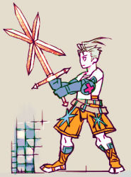 Rule 34 | 1boy, ashley riot, full body, lowres, male focus, shorts, simple background, solo, sword, tagme, vagrant story, weapon