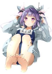 Rule 34 | 10s, 1girl, barefoot, blue hair, feet, highres, hood, hoodie, i-19 (kancolle), kantai collection, long hair, nerokuro, red eyes, soles, solo, star-shaped pupils, star (symbol), swimsuit, symbol-shaped pupils, toes, twintails