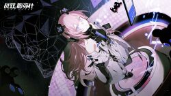 Rule 34 | animal ears, artist request, bear ears, cellphone, headphones, highres, leaning, long hair, looking at viewer, looking up, mechanical arms, mechanical parts, night, night sky, official art, phone, pink eyes, pink hair, punishing: gray raven, sky, smartphone, star (sky), starry sky, teddy (punishing: gray raven)