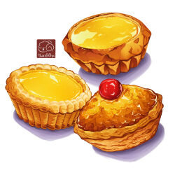 Rule 34 | artist logo, food, food focus, highres, no humans, original, pastry, pie, simple background, white background, yuki00yo