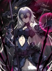 Rule 34 | 1girl, armor, armored dress, bare shoulders, belt, belt buckle, black dress, black gloves, blurry, breasts, buckle, center opening, chain, depth of field, dragon, dress, fate/grand order, fate (series), fur-trimmed legwear, fur trim, gauntlets, gloves, headpiece, highres, holding, holding weapon, jeanne d&#039;arc (fate), jeanne d&#039;arc alter (avenger) (fate), jeanne d&#039;arc alter (avenger) (third ascension) (fate), jeanne d&#039;arc alter (fate), large breasts, light particles, long hair, looking at viewer, lucky (1045044604), outstretched arm, parted lips, silver hair, sleeveless, sleeveless dress, smile, solo, standing, thighhighs, very long hair, weapon