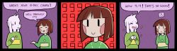 Rule 34 | 1boy, 3koma, :&gt;, :d, =&gt;, =), = =, androgynous, asriel dreemurr, bags under eyes, birthday, blush, blush stickers, brown hair, chara (undertale), comic, commentary, english text, fangs, furry, hands on own cheeks, hands on own face, heart, heart necklace, jewelry, locket, monster boy, necklace, nochocolate, open mouth, pendant, shirt, simple background, smile, sparkle, spoilers, striped clothes, striped shirt, triangle mouth, undertale, upper body, white hair, | |