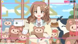 Rule 34 | 1girl, animated, animated gif, blush, brown eyes, brown hair, closed mouth, doll, holding, holding doll, ichikawa hinana, idolmaster, idolmaster shiny colors, indoors, long hair, looking at viewer, lowres, open mouth, pixel art, pxllb, smile, solo, translation request