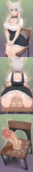 Rule 34 | 1girl, absurdres, anal, anal object insertion, animal ears, anus, apron, ass juice, blush, breasts, caffein, cat ears, chair, cleavage, dildo, dildo reveal, highres, huge breasts, large breasts, large insertion, maid apron, object insertion, sex toy, sitting, smile, sweatdrop