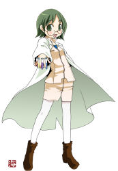 Rule 34 | 00s, 1girl, boots, full body, glasses, green hair, lab coat, lyrical nanoha, mahou shoujo lyrical nanoha, mahou shoujo lyrical nanoha strikers, mariel atenza, open mouth, pantyhose, pencil skirt, short hair, simple background, skirt, solo, standing, test tube, uniform, wadatsumi garland, white pantyhose