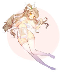 Rule 34 | 10s, 1girl, bad id, bad pixiv id, blonde hair, bra, breasts, bridal lingerie, brown hair, full body, garter belt, garter straps, lace, lace-trimmed legwear, lace trim, lingerie, long hair, love live!, love live! school idol project, medium breasts, minami kotori, navel, panties, parted lips, simple background, solo, sukja, thigh gap, thighhighs, underwear, white bra, white panties, white thighhighs, yellow eyes