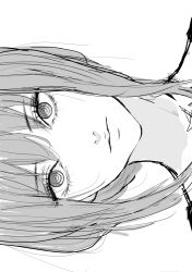 Rule 34 | 1girl, chainsaw man, closed mouth, expressionless, greyscale, hair between eyes, highres, inoitoh, long hair, looking at viewer, makima (chainsaw man), monochrome, portrait, ringed eyes, sidelocks, simple background, solo, white background