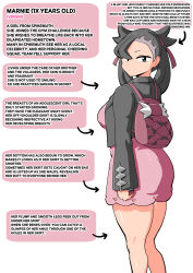 1girl ass black_hair breasts creatures_(company) english_text game_freak green_eyes marnie_(pokemon) nintendo pokemon short_hair tagme woomochi